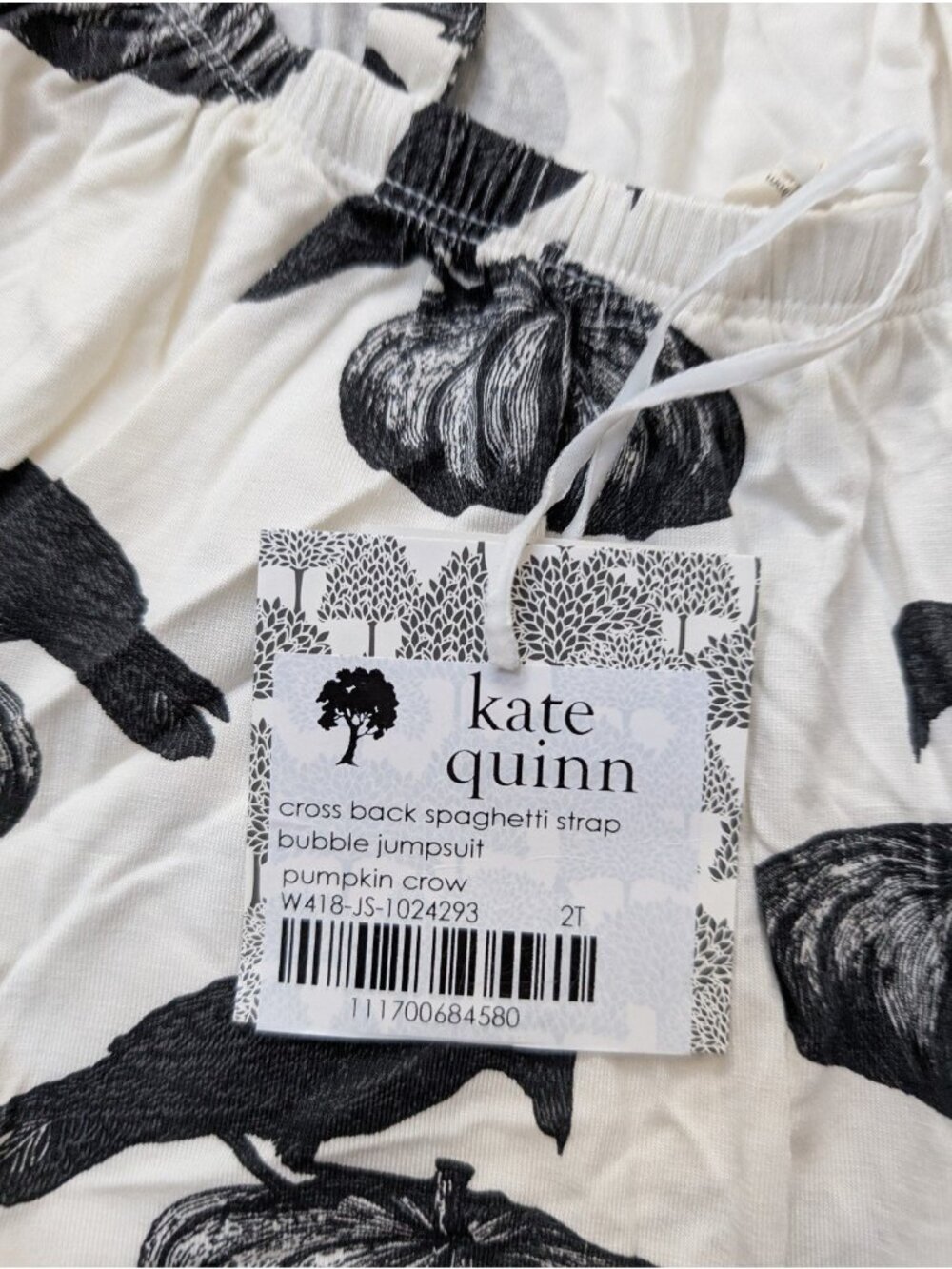 Kate Quinn Bamboo Pumpkin Crows Cross Back Jumpsuit 2T Spooky Halloween - Picture 3 of 3